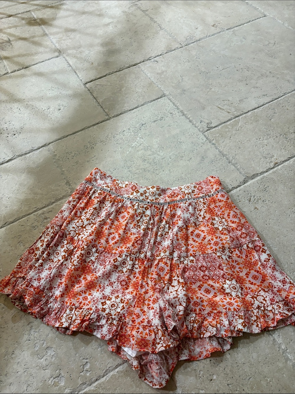 Forever 21 Women's Orange Patterned Floral Shorts - Unbranded